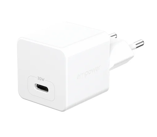 Turbo 30W Charger Single USB-C EU Plug Silver White