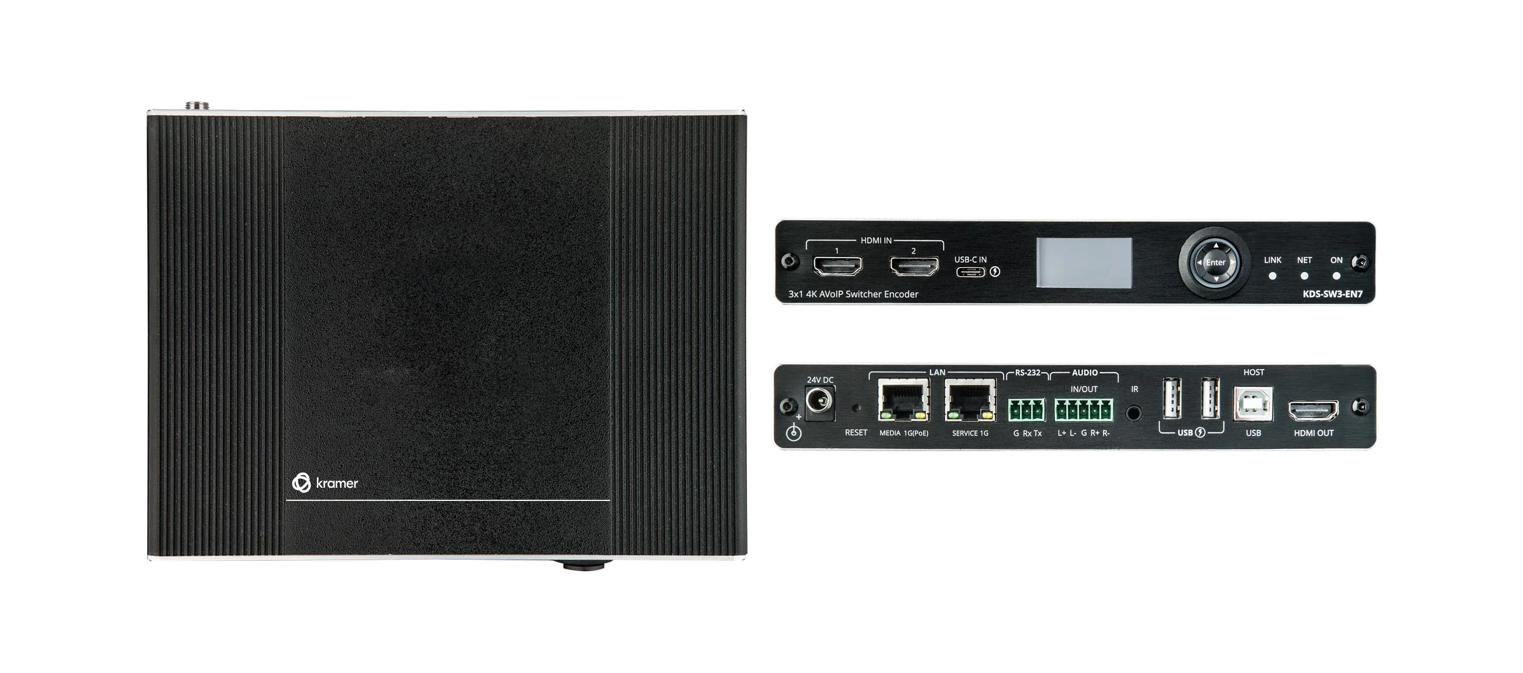 KDS-SW3-EN7 – 4K AVoIP Encoder Switcher with Dante over 1GbE