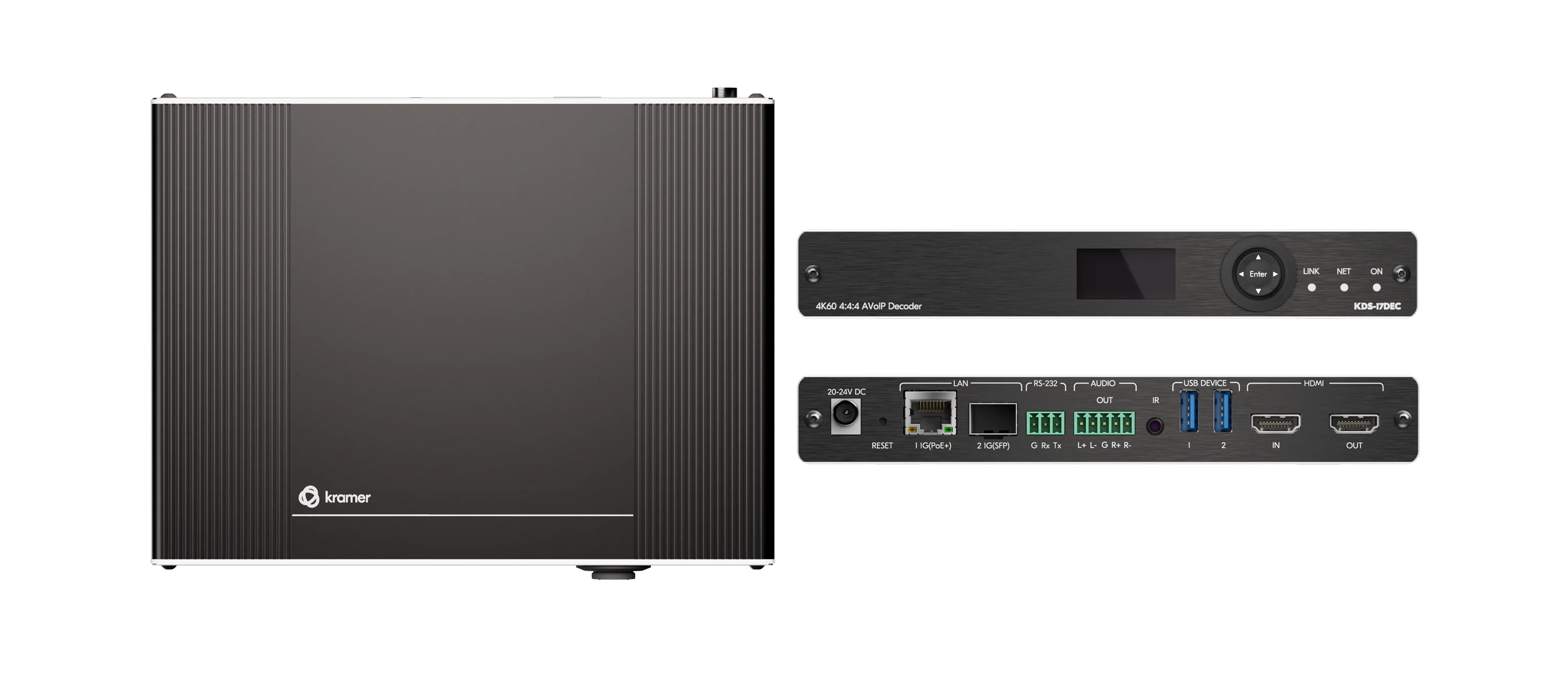 KDS-17DEC – KDS 17DEC 4K60 4:4:4 AVoIP Decoder with Dante