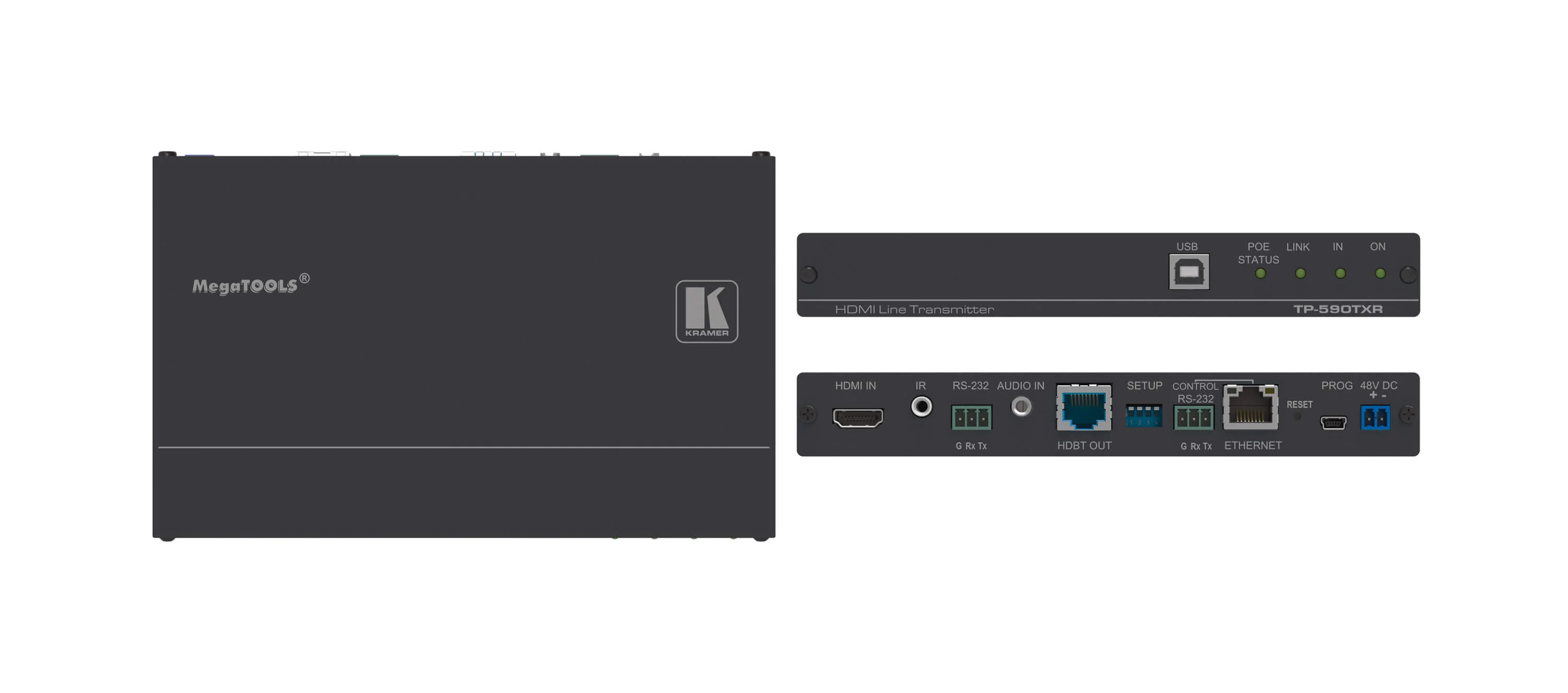TP-590TXR – Twisted Pair Übertrager (HDBaseT 2.0) für 4K 60 UHD HDMI, Stereo-Audio, RS-232, USB und IR mit vergr. Reichweite