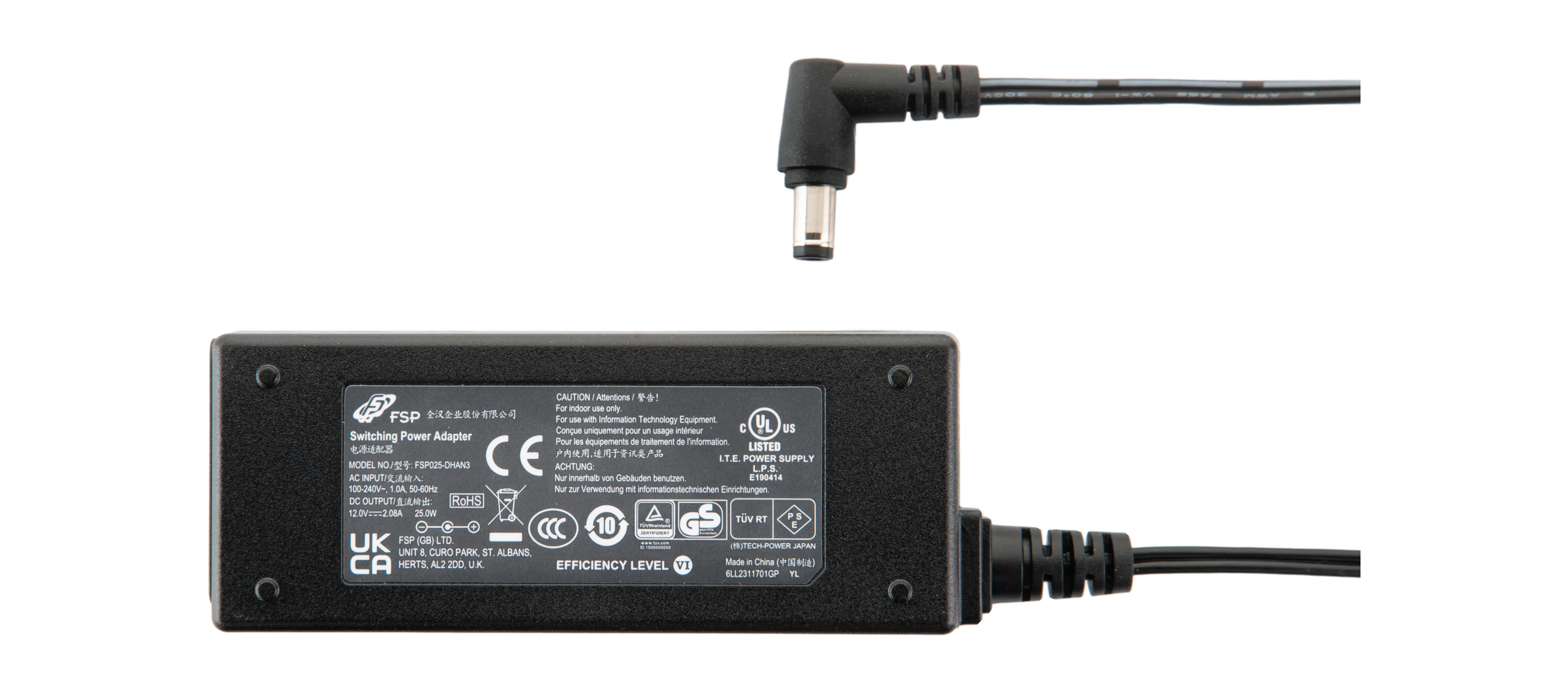 PS-1202-5 – 12V DC/2A Right−Angle Power Supply