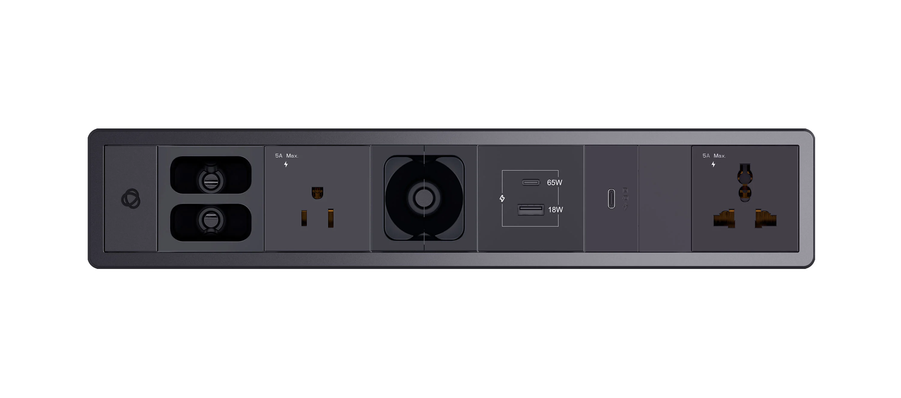 T-IN6-REC1(B) – Table In-Surface, Baseline, Black Rectangle, 6 modules. Includes – Black frame + Black locking device