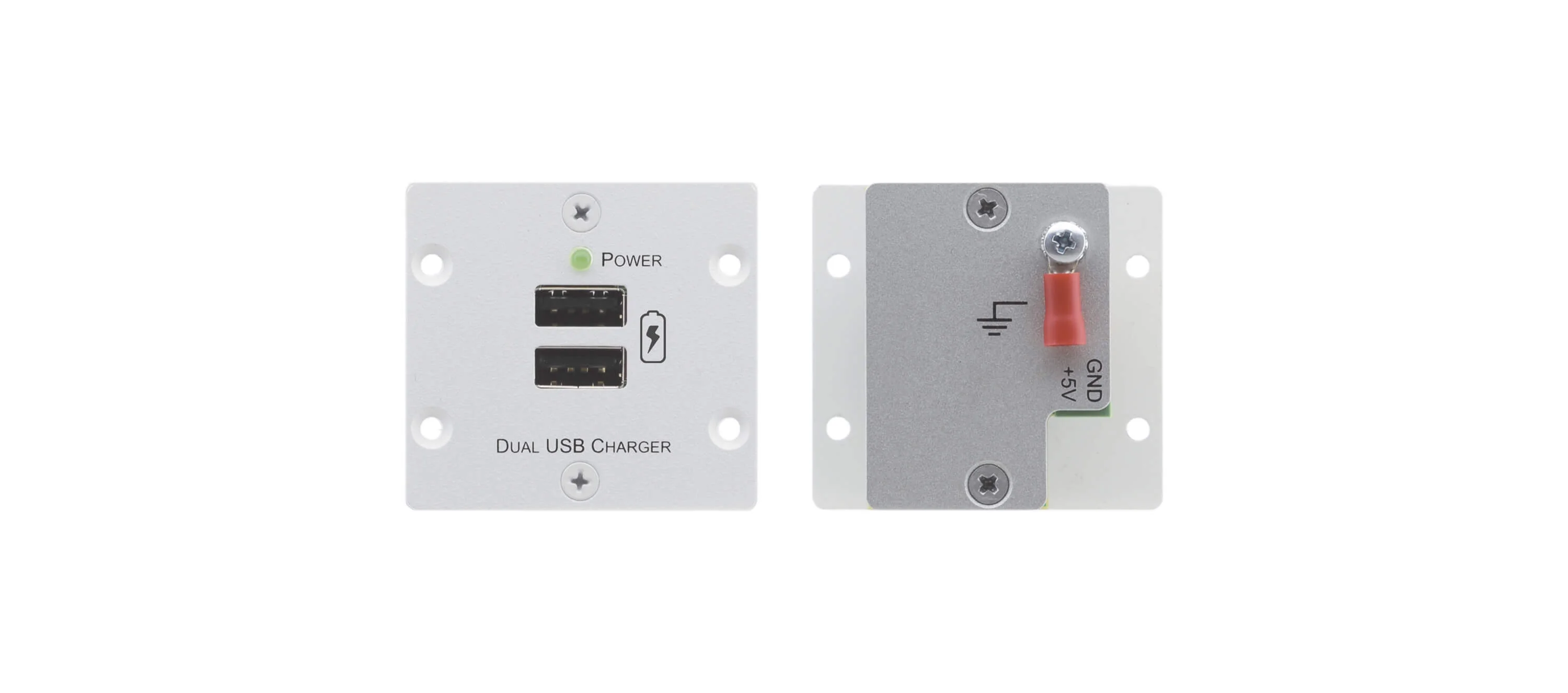 W-2UC (G) – Wall-Plate Einsatz - 2x USB-Ladeausgang - grau