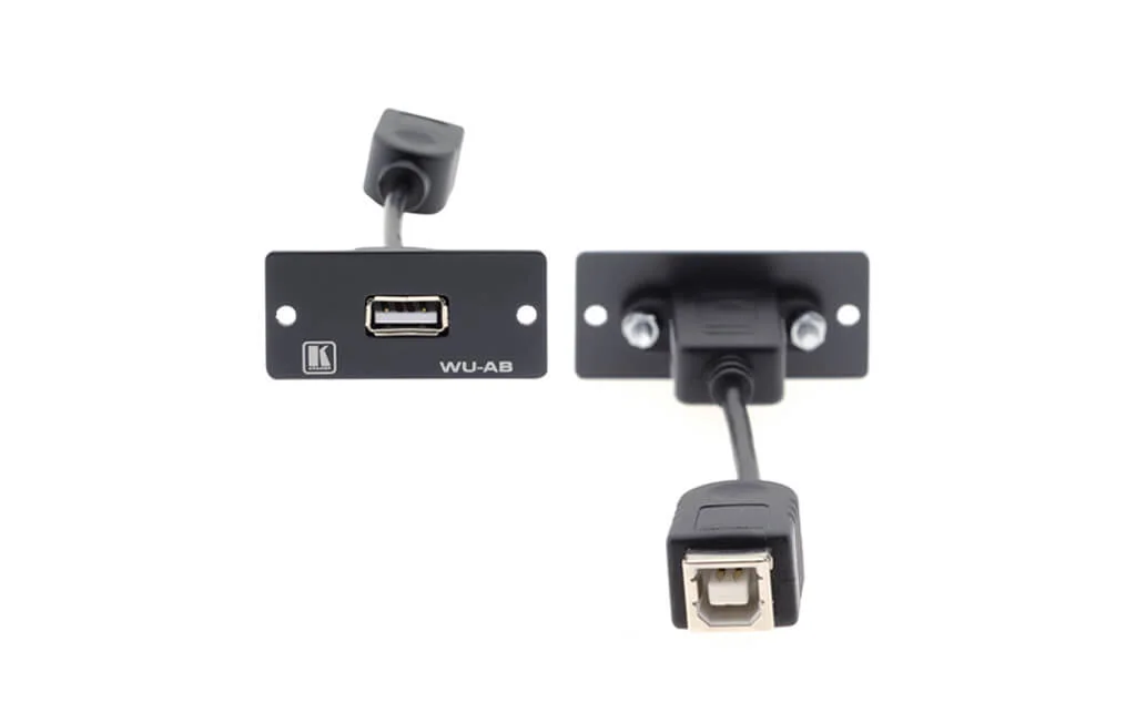 WU-AB (B) – Wall-Plate Einsatz mit USB-A / USB-B Durchgangsverbinder - schwarz