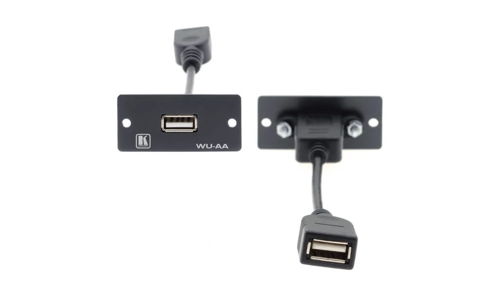 WU-AA (W) – Wall-Plate Einsatz mit USB-A / USB-A Durchgangsverbindung - weiß