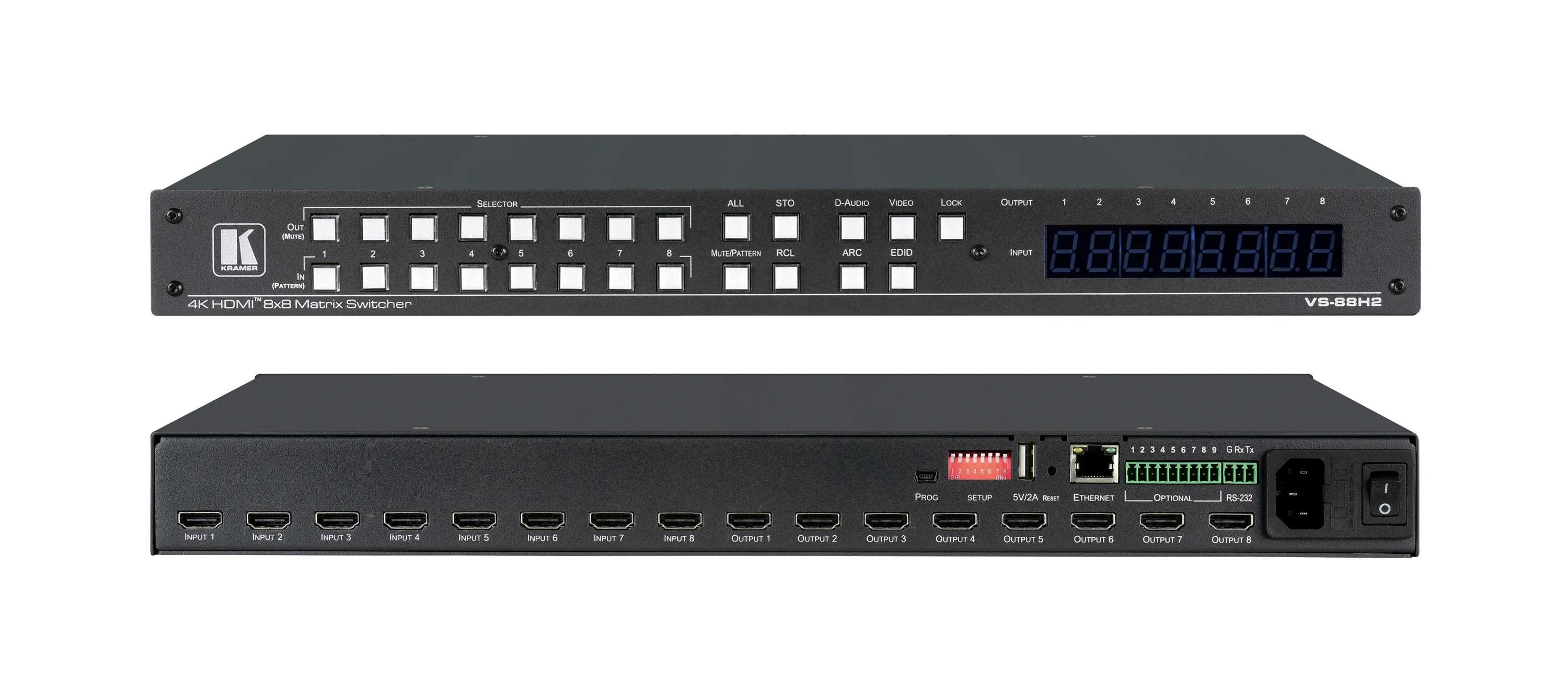 VS-88H2 – 8x8 4K HDR HDCP 2.2 HDMI Matrix-Umschalter für digitales Audio-Routing