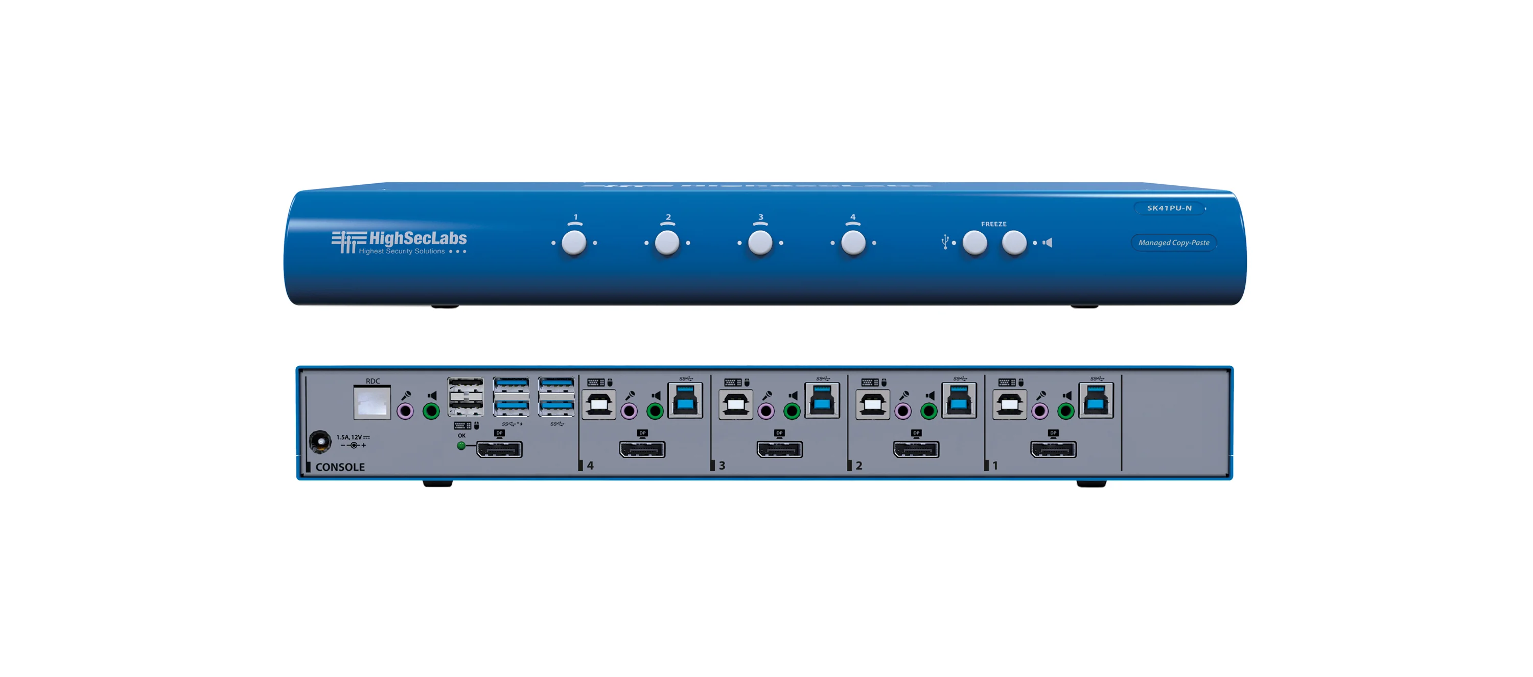 SK41PU-N – HighSecLabs 4−Port 4K30 UHD DisplayPort KVM Switch with sUSB