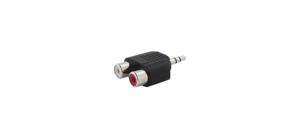 AD-A35M/2RF – 3.5mm (M) to 2 RCA (F) Adapter - Minimum Order Quantity of 10 pieces or multiples thereof