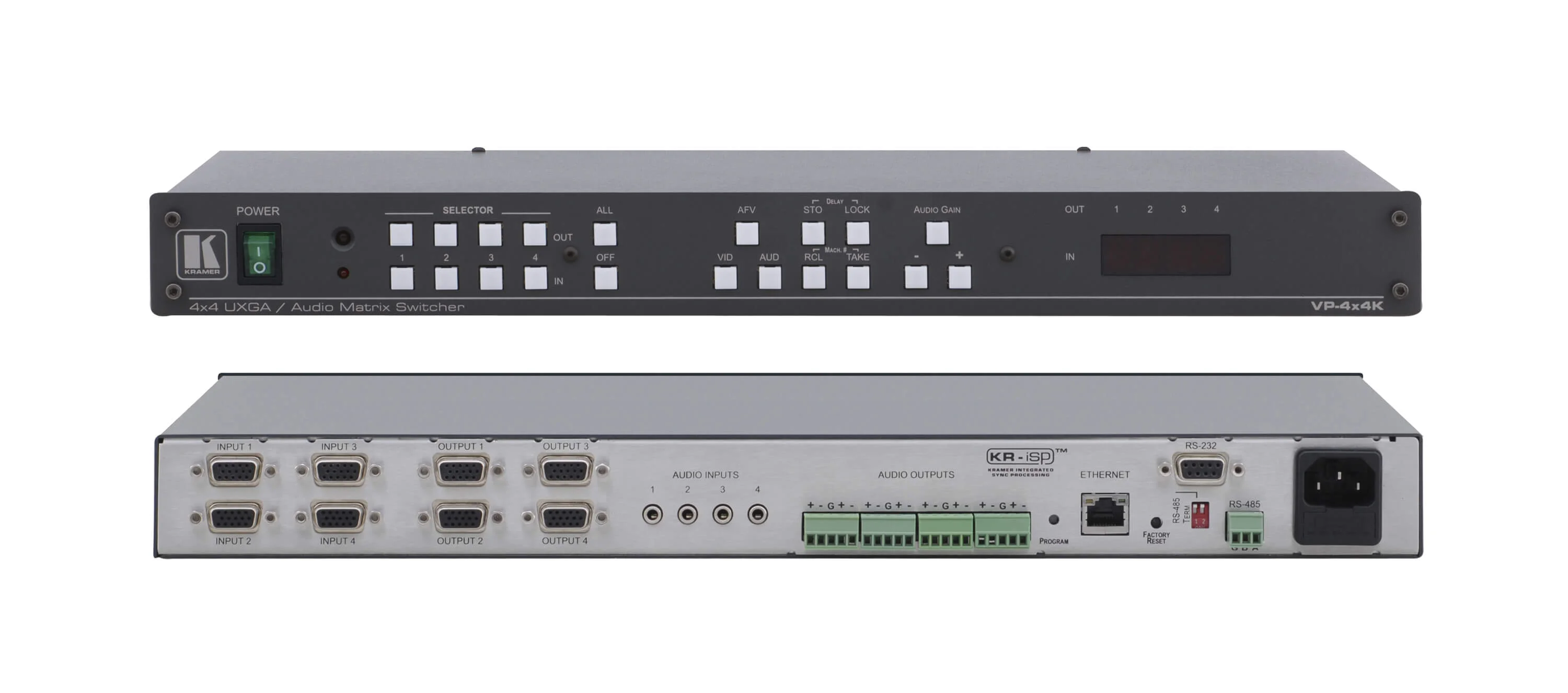 VP-4x4K – 4x4 Matrixschalter für VGA/UXGA mit symmetrischem Stereoton