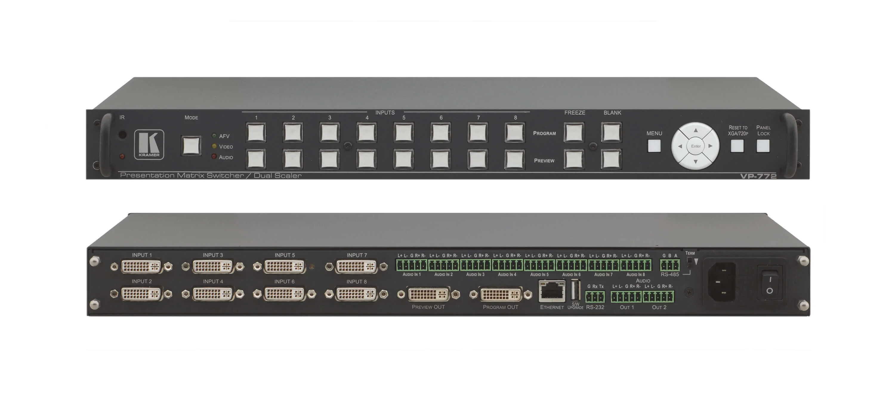 VP-772 – 4K 30 UHD Live-Event DVI-U Matrixschalter/Scaler mit Nahtlos-Umschaltung & Überblendeffekten