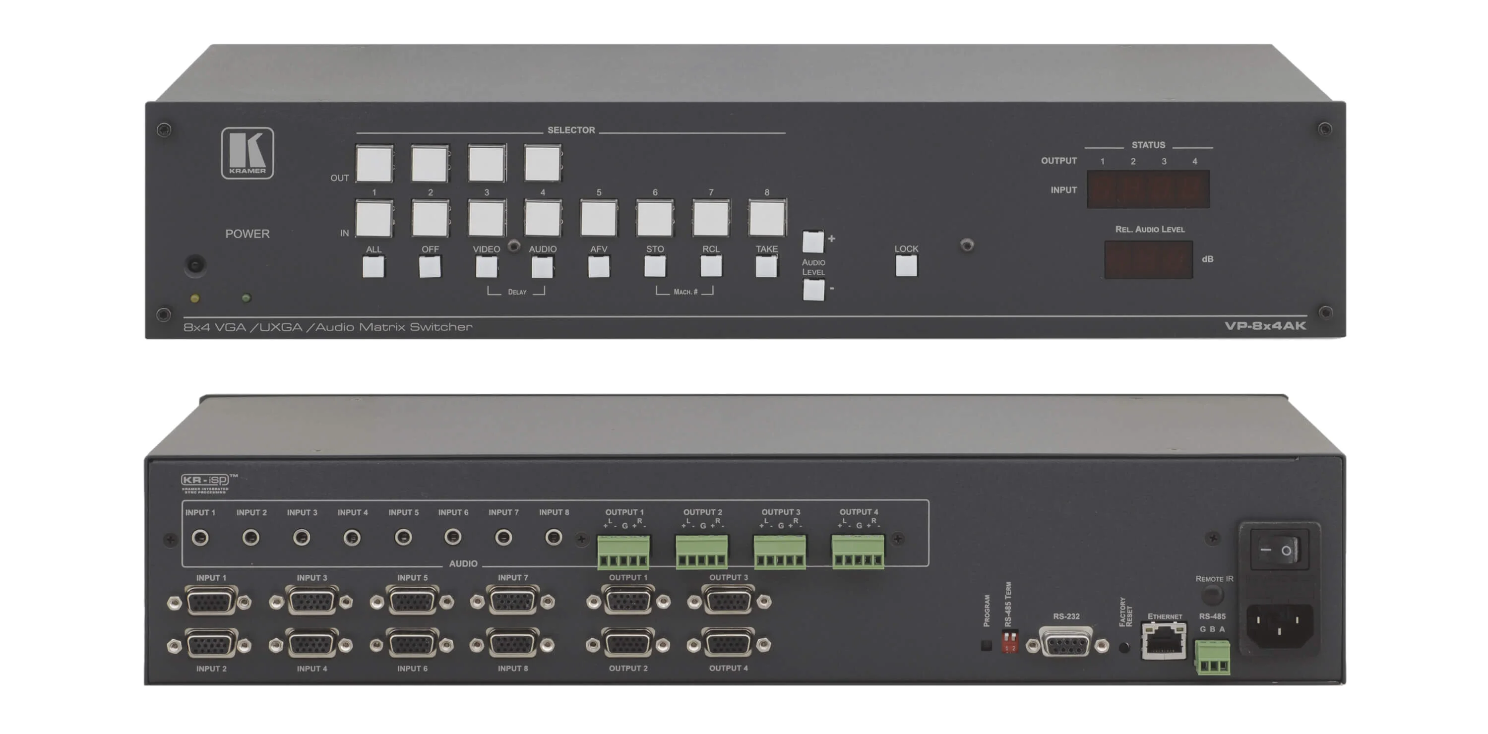 VP-8x4AK – 8x4 Matrixschalter für Computergrafik und Stereo-Audio