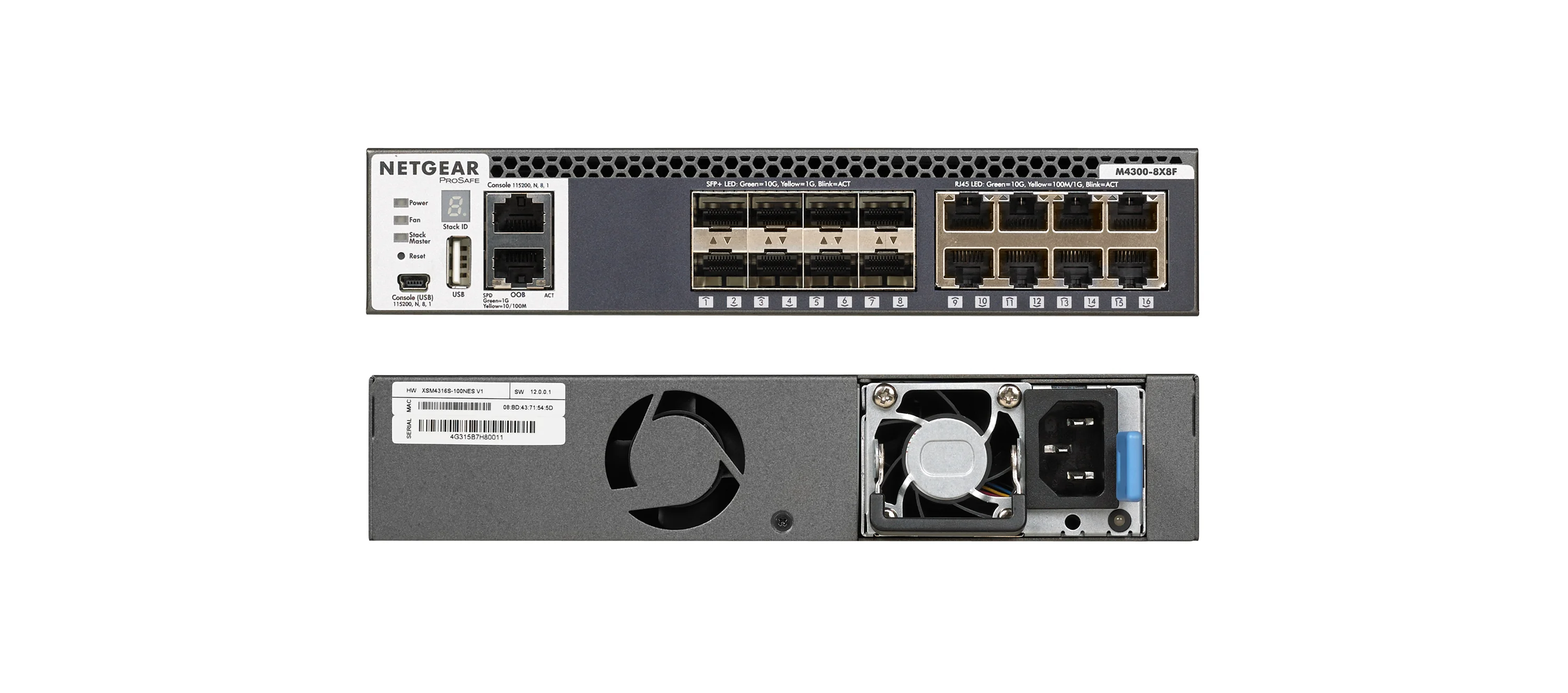 M4300-16X(299W-PSU)/APAC – NETGEAR Managed Switch with 8x10GBASE−T and 8xSFP+ for APAC (Asia Pacific) Regions