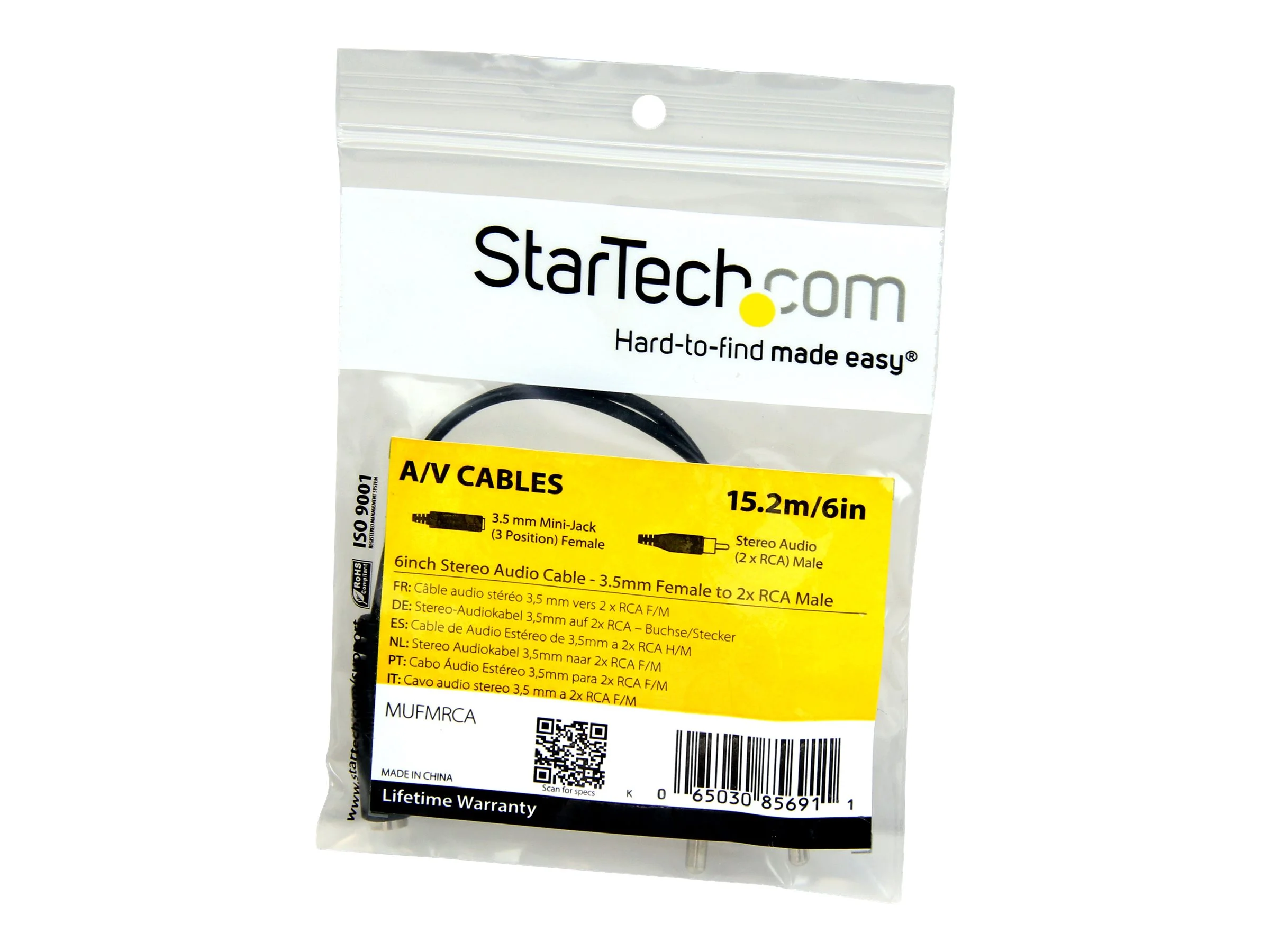 STARTECH 15cm 3.5mm to RCA Audio Cable