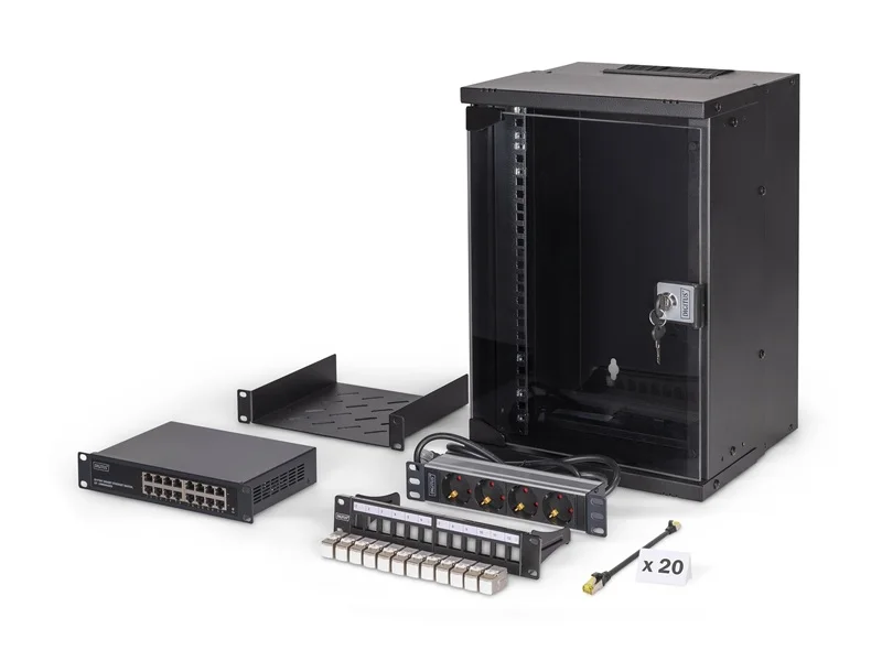 DIGITUS 25,4cm Netzwerk-Set 9HE Wandgehä