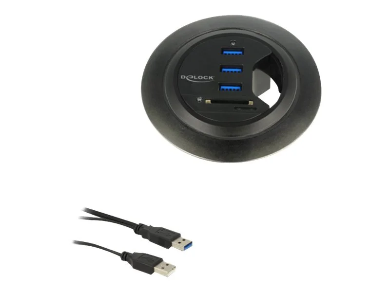 DELOCK Tisch-Hub 3 Port USB 3.0 + 2Slot