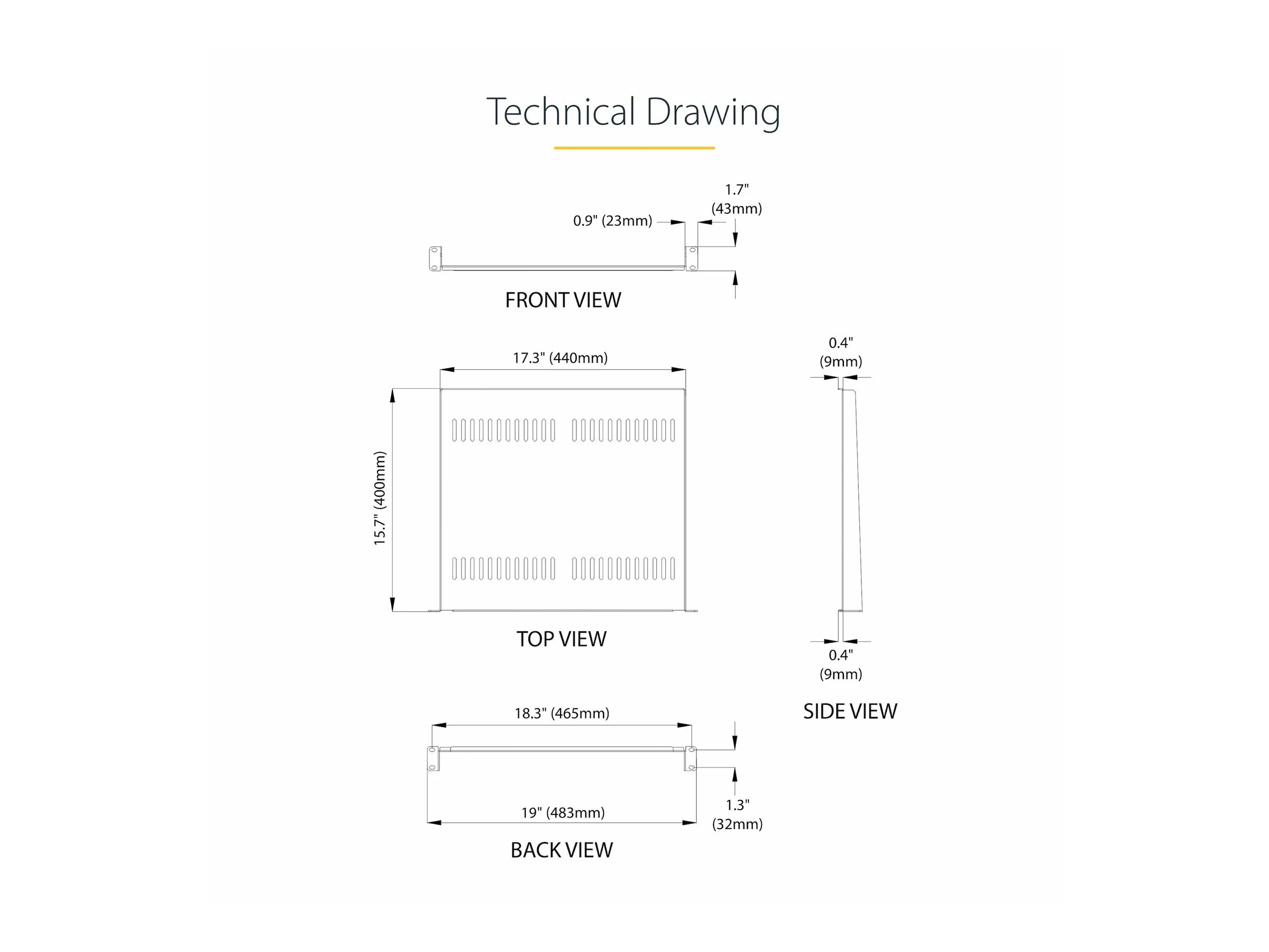 STARTECH 2er-Pack 1HE Rack Fachboden