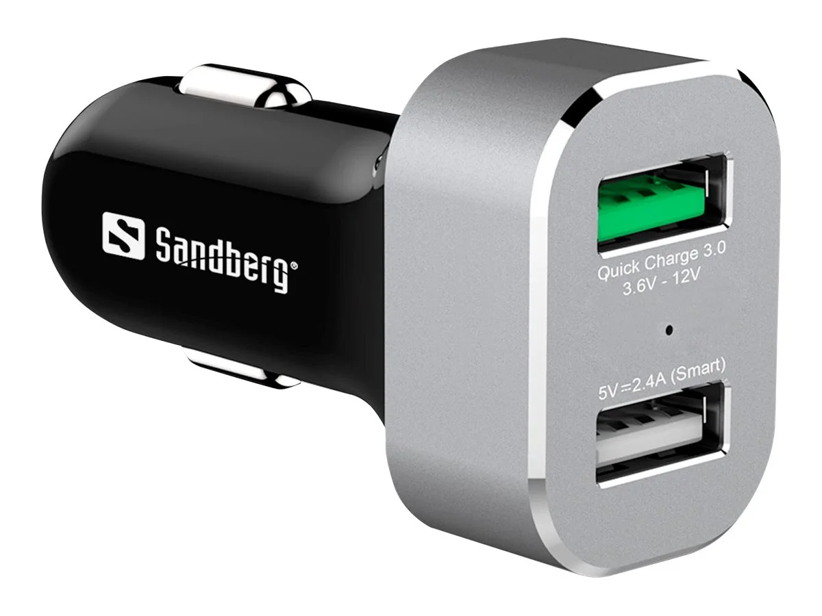 SANDBERG Car Charger 1xQC 3.0+1xUSB2.4A