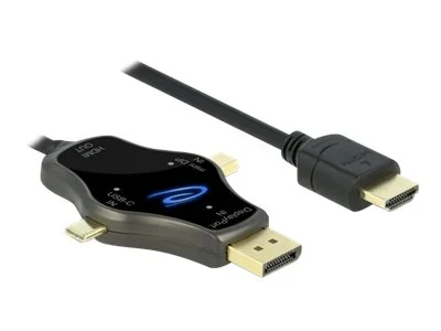 DELOCK 3 in 1 Monitorkabel mit USB-C