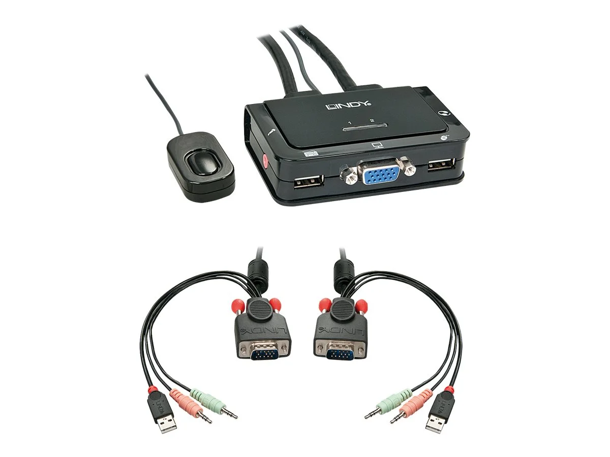 LINDY VGA KVM Switch 2 Port USB Audio