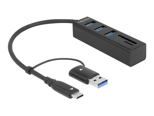 DELOCK 3 Port USB 3.2 Gen 1 Hub + SD