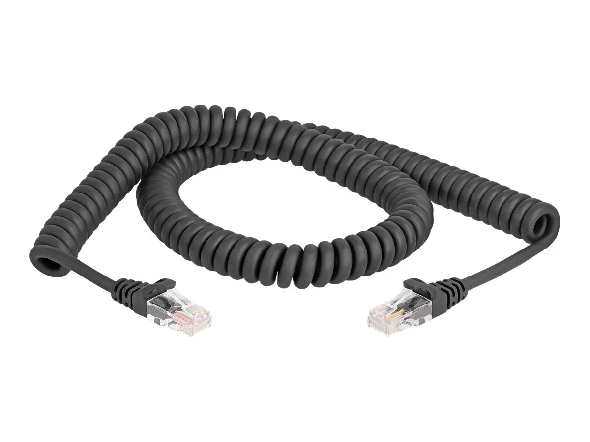DELOCK RJ45 Spiralkabel Cat.5e 2m schw