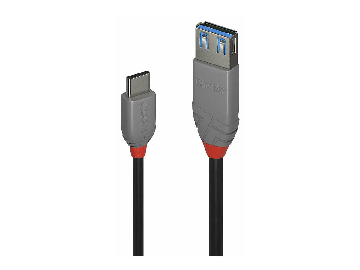 LINDY 0,15m USB 3.1 Typ C/A m/f Anthra
