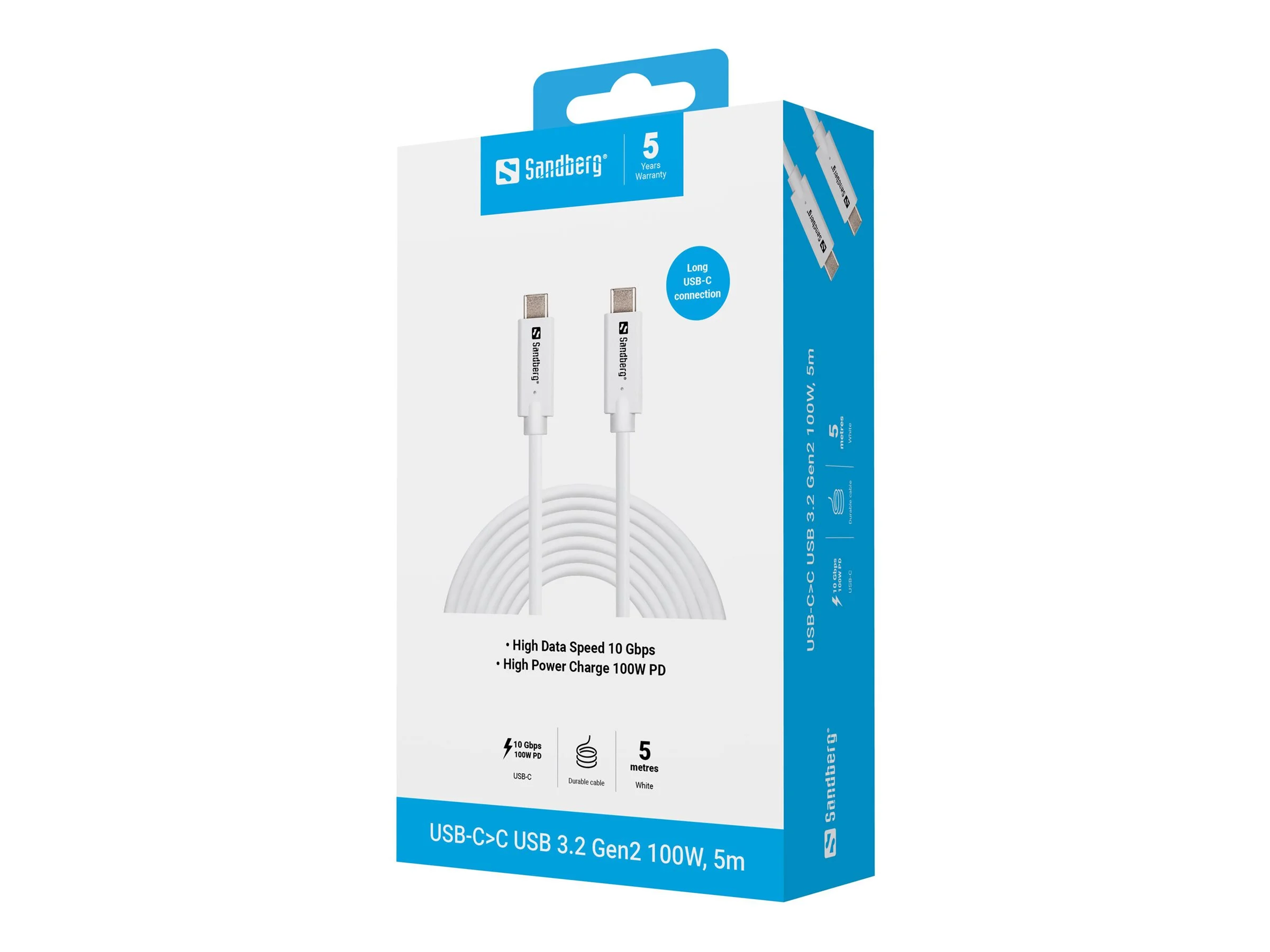 SANDBERG USB-C-C USB 3.2 Gen2 100W 5m