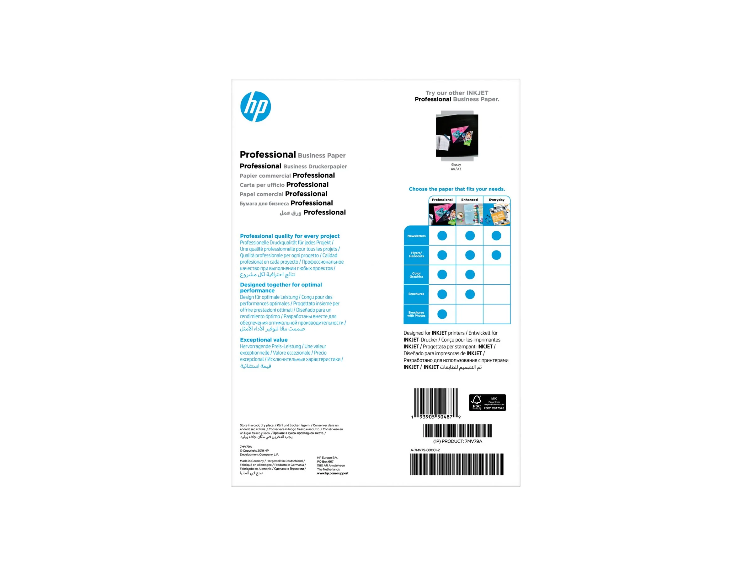 HP Prof Matte Ij A4 180g 150sh FSC Pape