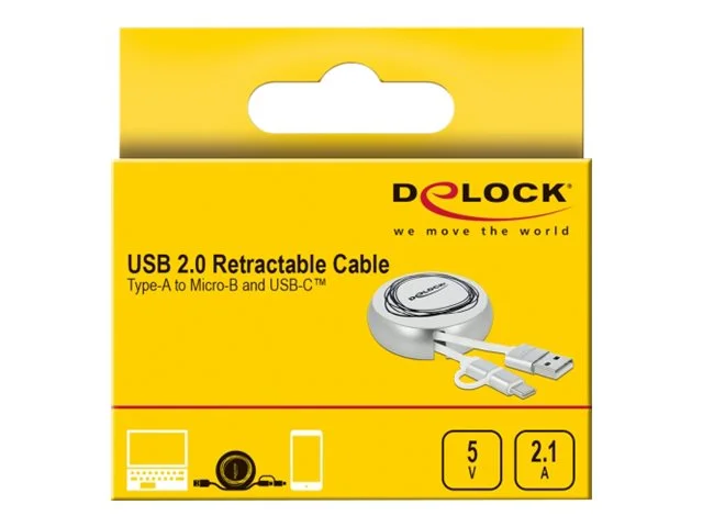 DELOCK USB 2.0 2 in 1 Aufrollkabel Typ-A