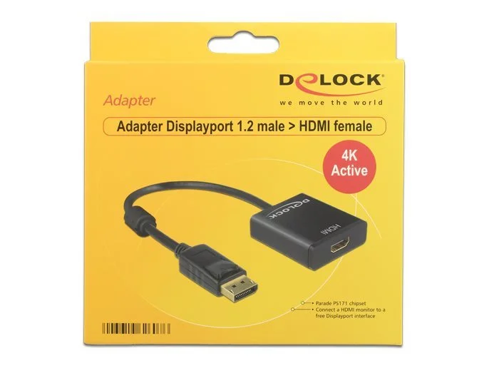 Delock Adapter DisplayPort 1.2 (DP) auf HDMI 4K (St/Bu) aktiv