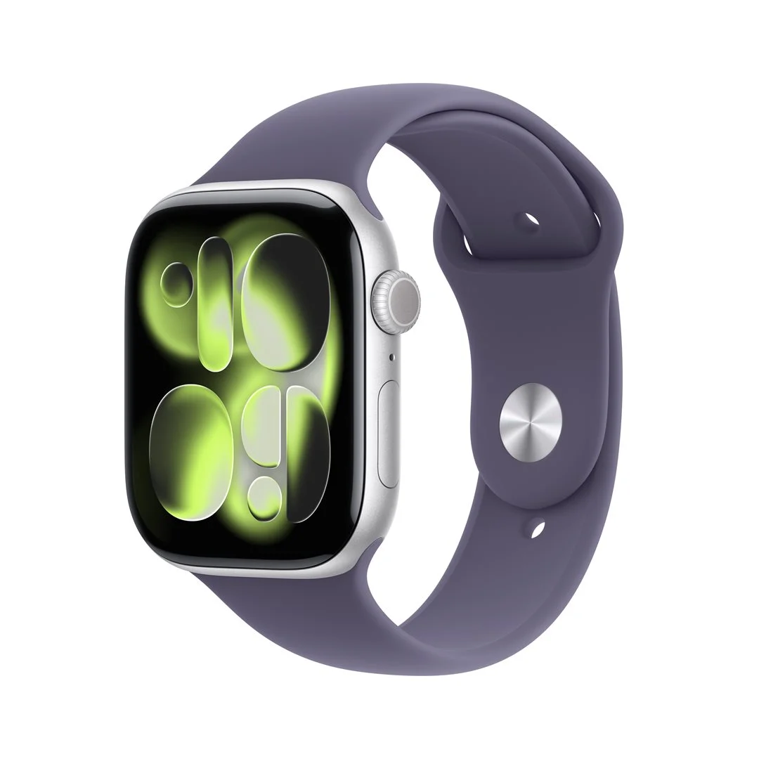 Apple Watch Series 11 silver aluminium 46mm purple fog sport band Size M/L