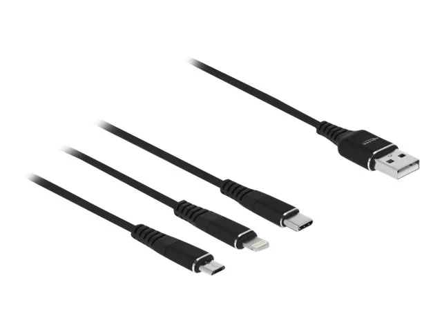 DELOCK USB Ladekabel 3 in 1 1m schwarz