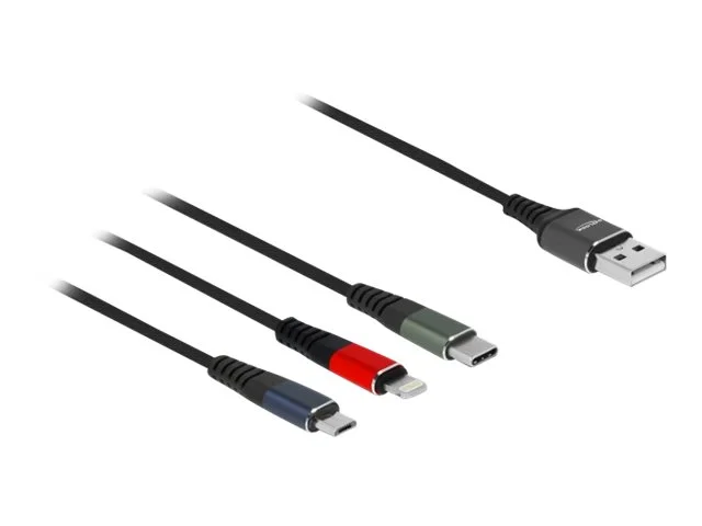 DELOCK USB Ladekabel 3 in 1 30cm3-farbig