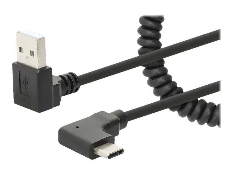 MH Spiralladekabel USB-A/USB-C 1m schwrz