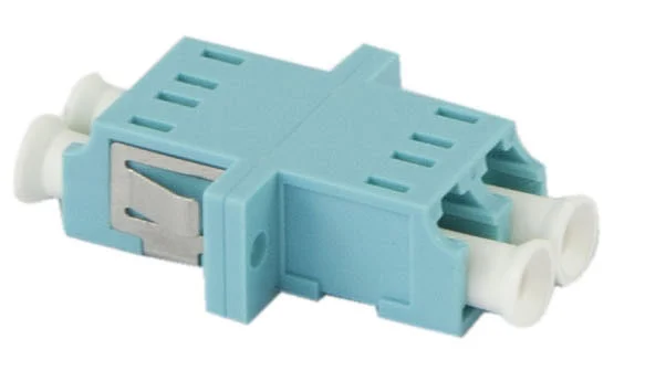 LWL-Kupplung, LC-Buchse/LC-Buchse, 50/125u Multimode OM3, aqua, duplex, PVC, mit Flansch, Synergy 21,