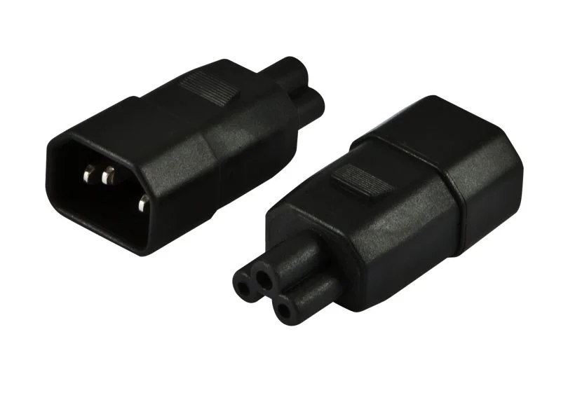 Netzkabel 230V Adapter C14-Stecker -> C5-Buchse (Mickey-Mouse/Kleeblatt)