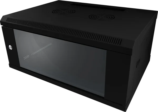 ALLNET 19" Wandgehäuse, 12HE, 1-teilig, T450mm, Schwarz, SMC-Serie,