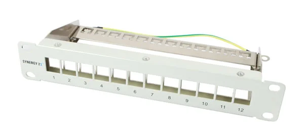Keystone, Modulträger, 10" Patchpanel für 12xTP-Modul, 1HE, Lichtgrau, Synergy 21,
