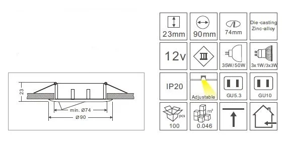Synergy 21 LED Retrofit GU10 / GX5, 3 Deckeneinbausatz D09-silber