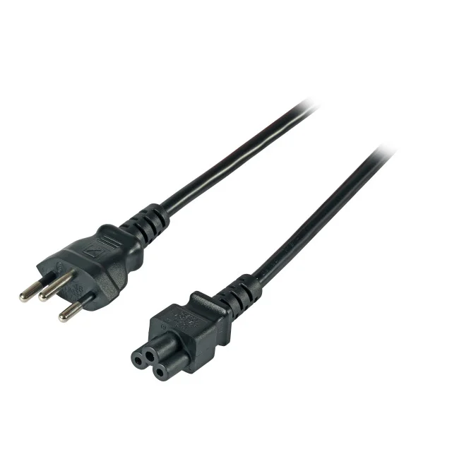 Netzkabel 230V Schweiz(Stecker)/Kaltgeräte C5(Buchse, Micky Mouse), 1,8m, Black