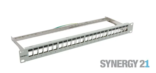 Patch Panel 24xTP, CAT6A, incl.Keystone Slim-line , 19", 1HE(t152mm), Lichtgrau, Synergy 21,