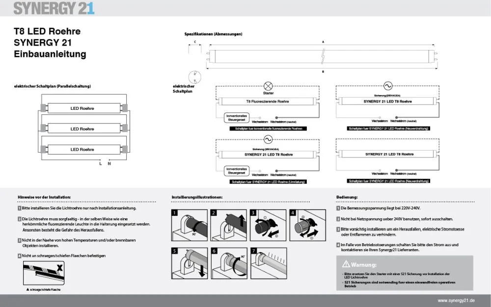 Synergy 21 LED Tube T8 SL Serie 120cm, kaltweiß High Power