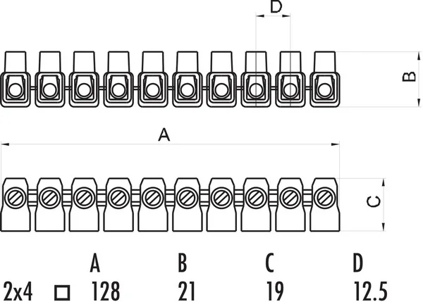 TEM Serie Dosenklemme CONNECTOR SINGLE ROWPC 2x4mm2