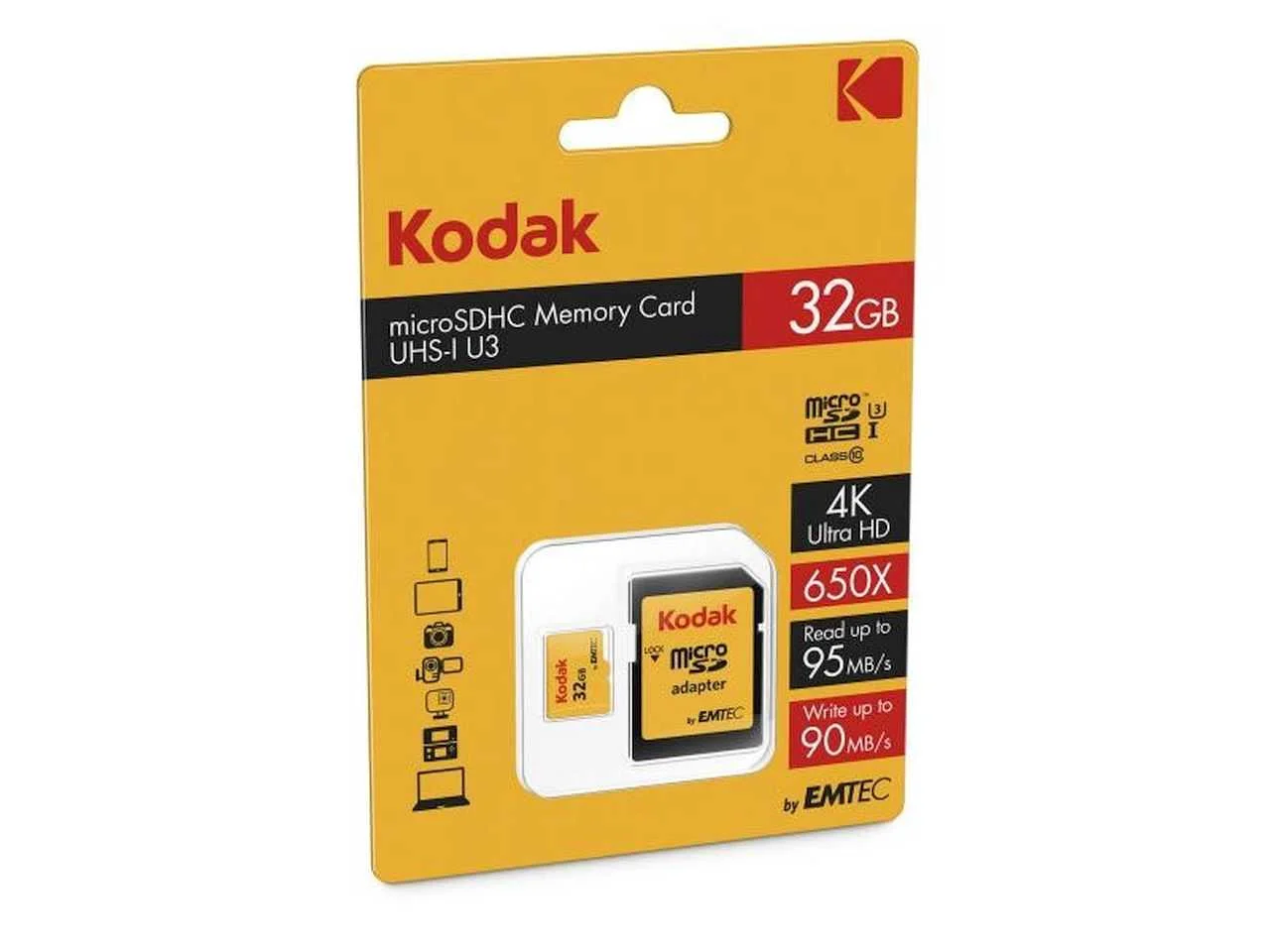 Flash SecureDigitalCard (SD) 32GB *Kodak + Adapter CL10 SDHC UHS-I U3 95MB/s Blister