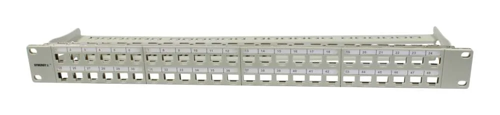 Keystone, Modulträger, 19" Patchpanel für 48xTP-Modul, 1HE(t95mm), Lichtgrau, Synergy 21,