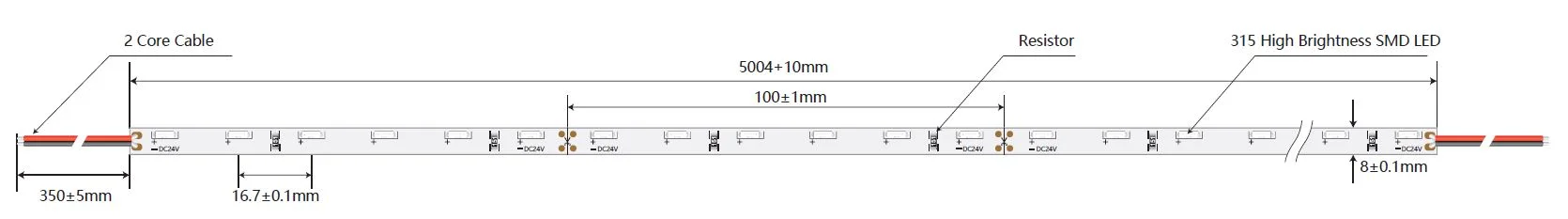 Synergy 21 LED Flex Strip 4020 - 60 NW DC24V 24W IP20 CRI>90 sideview