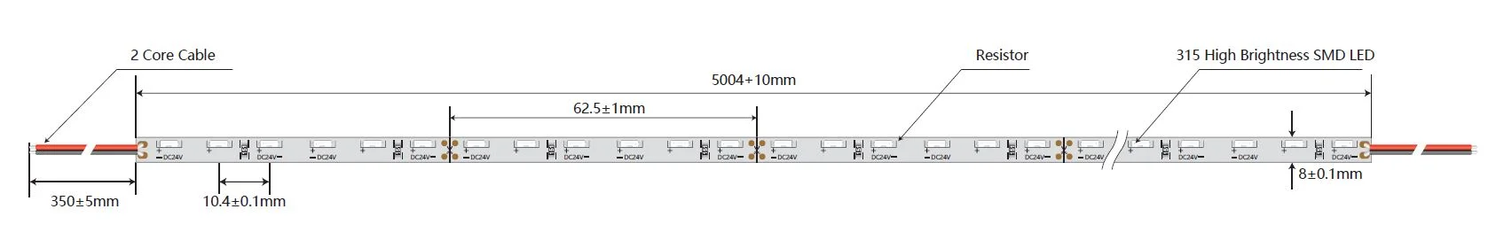 Synergy 21 LED Flex Strip 4020 - 60 WW DC24V 38W IP20 CRI>90 sideview