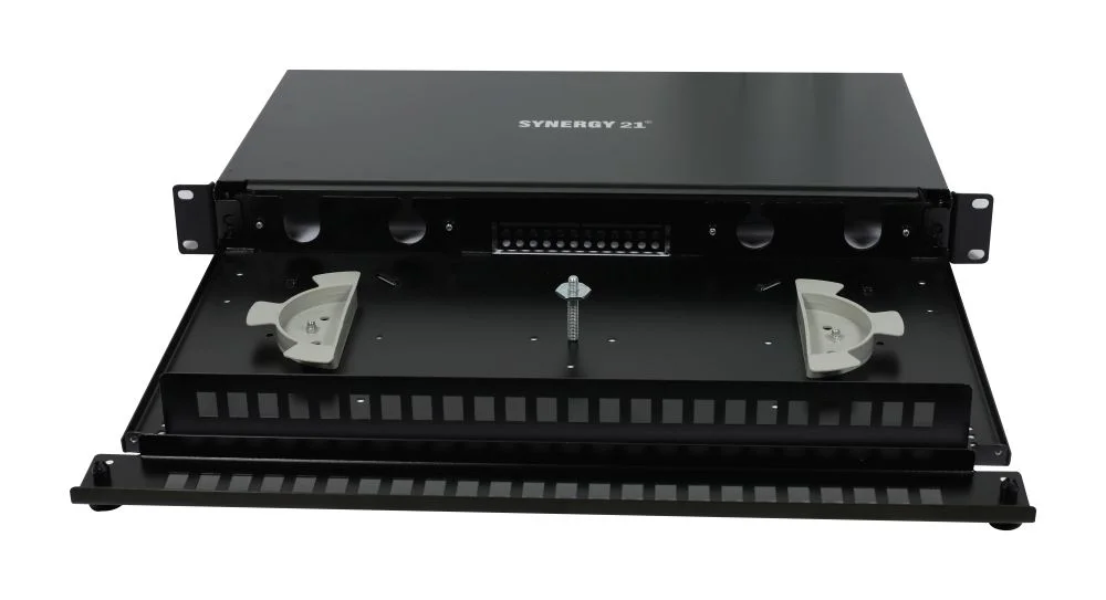 LWL-Patchpanel 6xLC-Duplex-Buchsen, 19", OM4, 50/125u Multimode, Schwarz, Synergy 21,