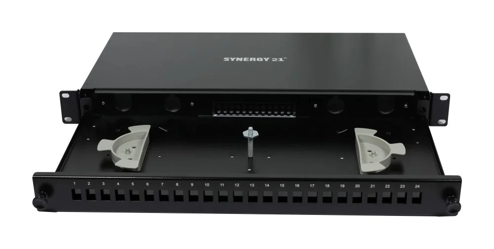 LWL-Patchpanel 12xLC-Duplex-Buchsen, 19", OM5, 50/125u Multimode, Schwarz, Synergy 21,