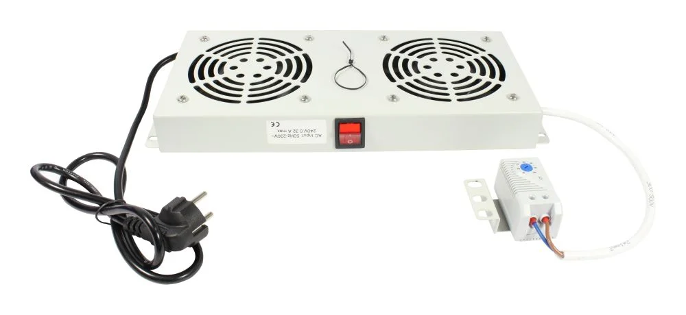 ALLNET 19" Wandgehäuse, zbh. nur für SO-19"-Serie, Lüftereinheit 2-fach mit Schalter und Temperatureinheit, Lichtgrau,